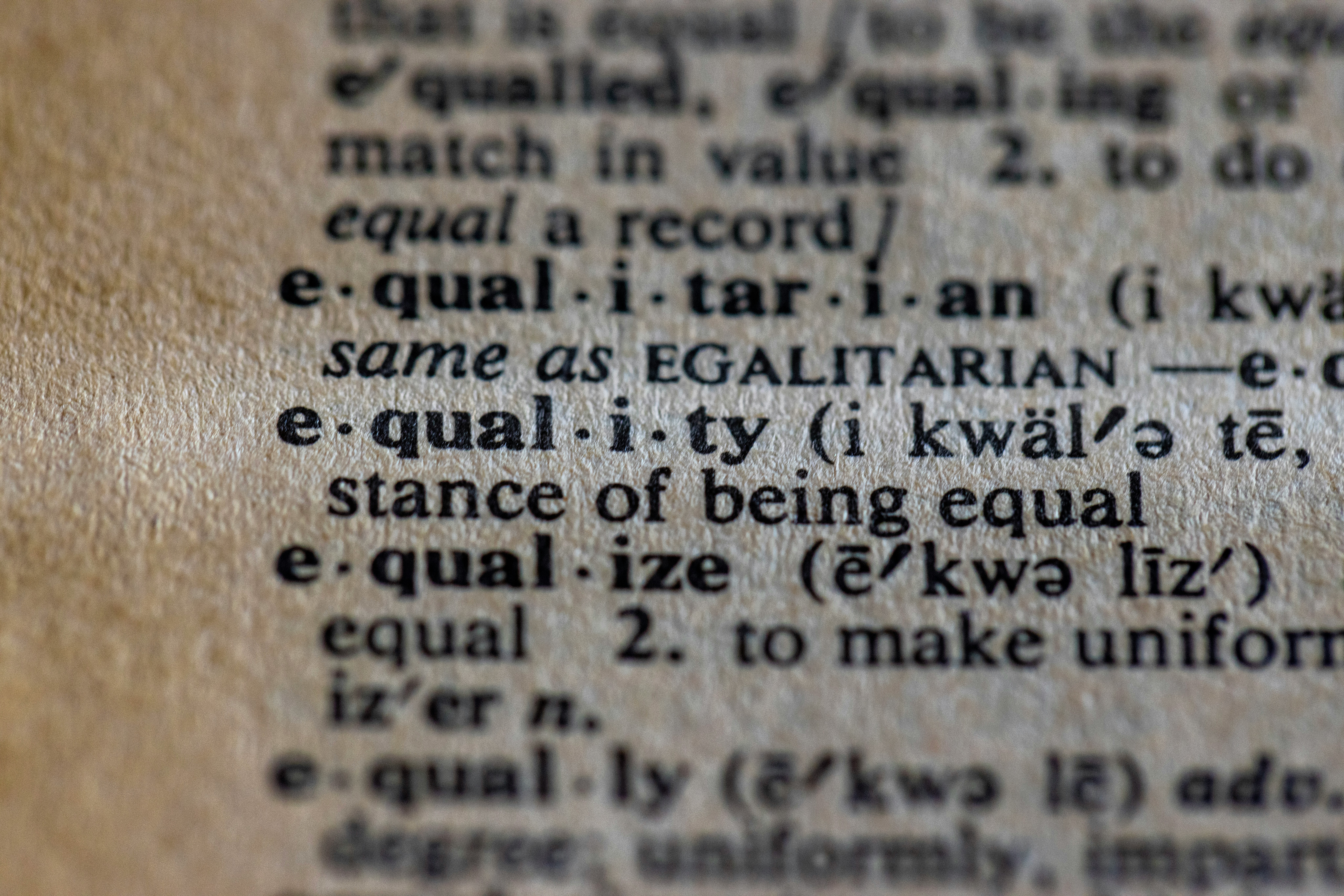dictionary entry for equality